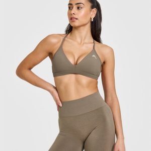 EasyLift™ Ultra Minimal V Neck Bralette Moss Brown