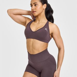Effortless Seamless Racer Back Sports Bra Umber Brown