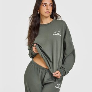 Lightweight Sweatshirt With Graphic Dark Khaki