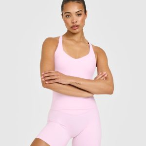 Unified V Neck Cross Back Vest Chalk Pink